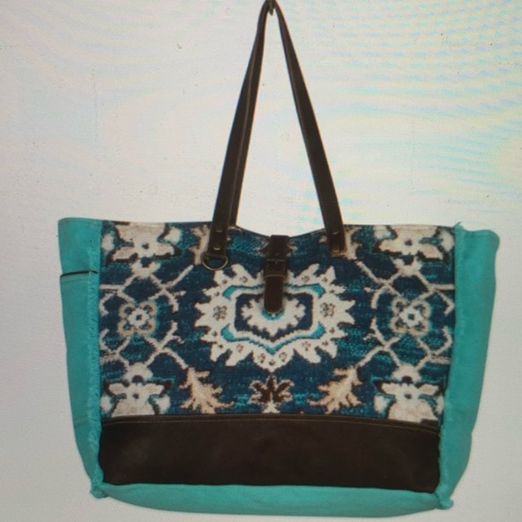 Myra Bag Bags Last Myra Turquoise Canvas Leather Weekend Bag Poshmark